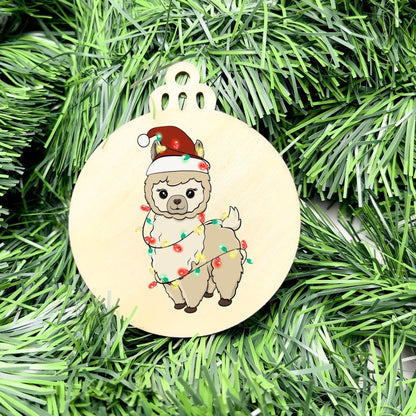 Merry Llama bauble, christmas ornament, christmas bauble, family ornament