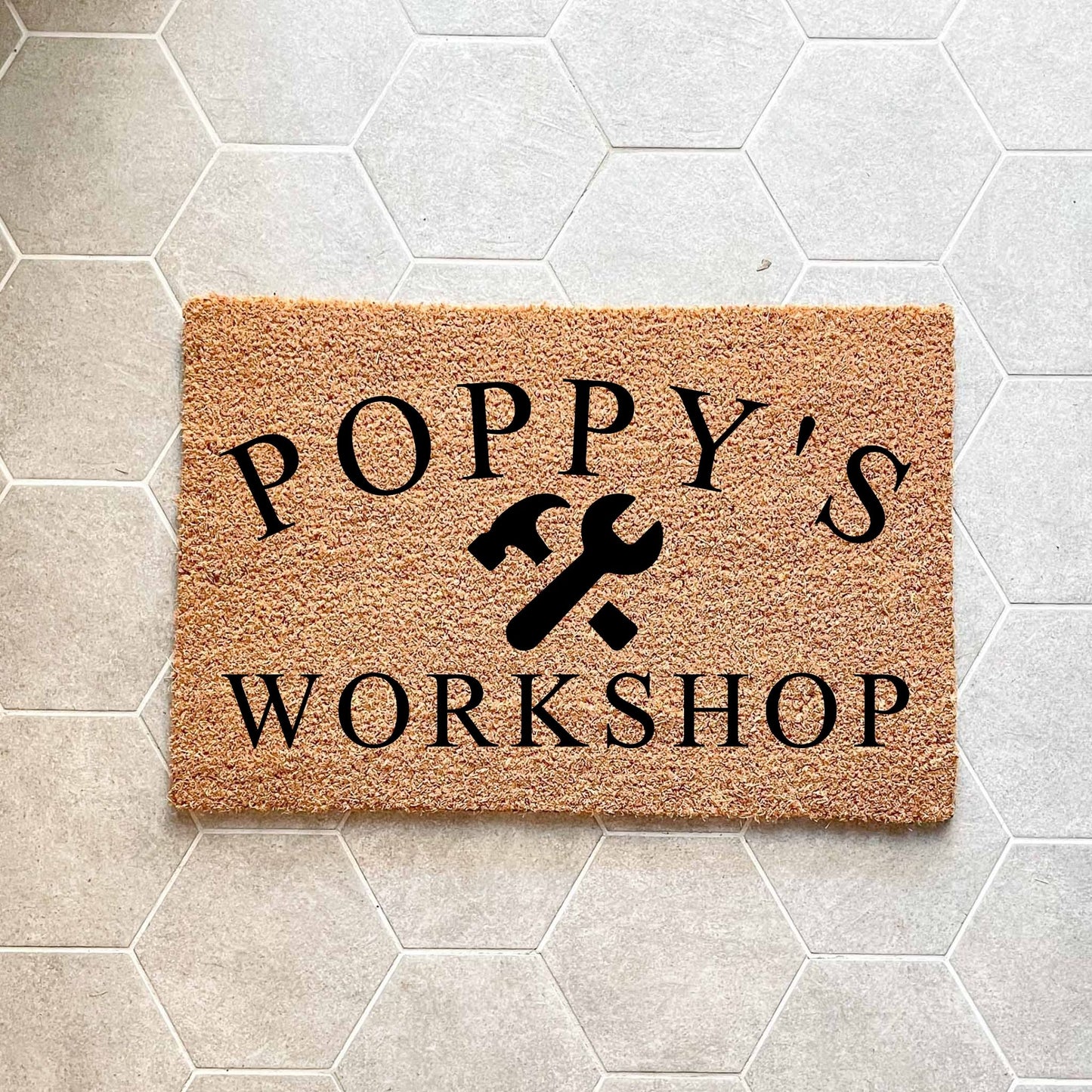 Poppy's Workshop doormat, fathers day gift, gifts for him, birthday gift, dad doormat, grandpa doormat