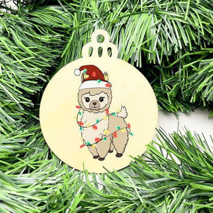 Merry Llama bauble, christmas ornament, christmas bauble, family ornament