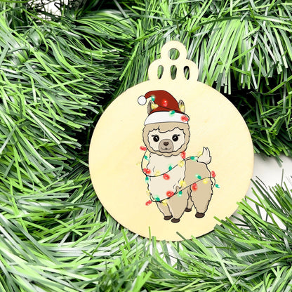 Merry Llama bauble, christmas ornament, christmas bauble, family ornament