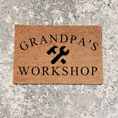 Grandpa's Workshop doormat, fathers day gift, gifts for him, birthday gift, dad doormat, grandpa doormat