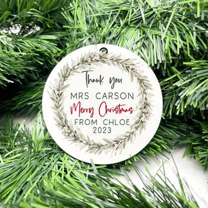 Personalised Teacher Bauble, Thank You Teacher Gift, Christmas Ornament for Teachers, End of Year Teacher Gift, Educator Appreciation Gift