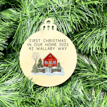 Personalised first Christmas in new home bauble, Housewarming Ornament, Cozy Home Decoration, new home bauble, holiday decor, christmas tree