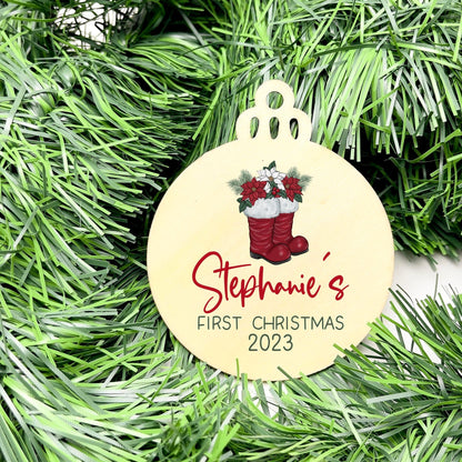 Personalised First Christmas bauble, Baby Keepsake, baby bauble, Custom Ornament, First Holiday ornament, baby first christmas ornament