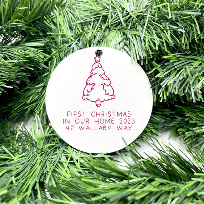 Personalised first Christmas in new home bauble, Housewarming Ornament, Cozy Home Decoration, new home bauble, holiday decor, christmas tree