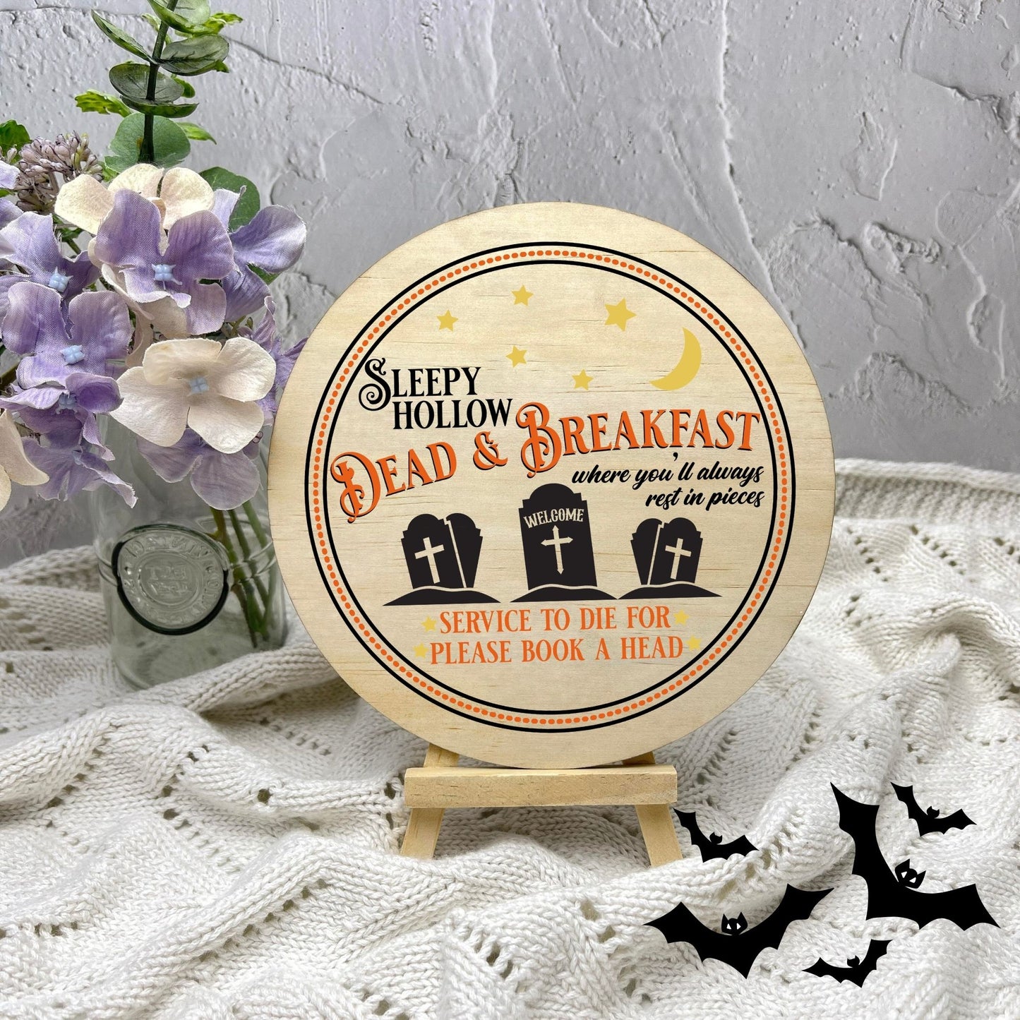 Sleepy Hollow Dead and Breakfast sign, Halloween Decor, Spooky Vibes, hocus pocus sign, trick or treat decor, haunted house h30