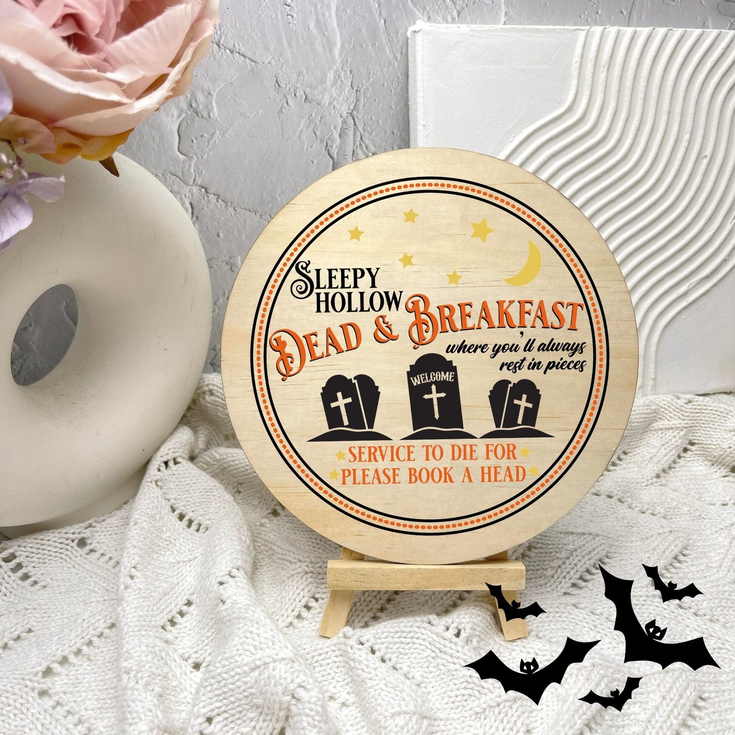 Sleepy Hollow Dead and Breakfast sign, Halloween Decor, Spooky Vibes, hocus pocus sign, trick or treat decor, haunted house h30