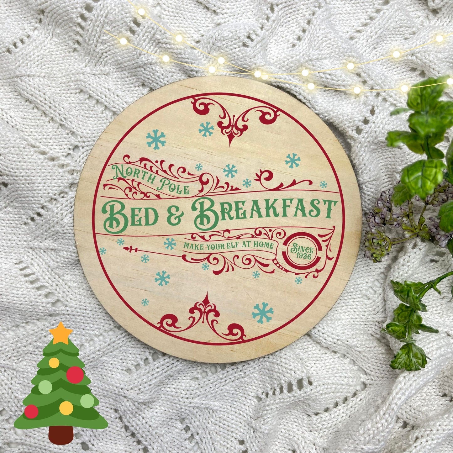 Christmas bed and breakfast Sign, Seasonal Decor, Holidays decor, Christmas Decor, festive decorations c6