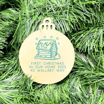 Personalised first Christmas in new home bauble, Housewarming Ornament, Cozy Home Decoration, new home bauble, holiday decor, christmas tree