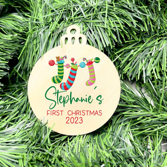 Personalised First Christmas bauble, Baby Keepsake, baby bauble, Custom Ornament, First Holiday ornament, baby first christmas ornament