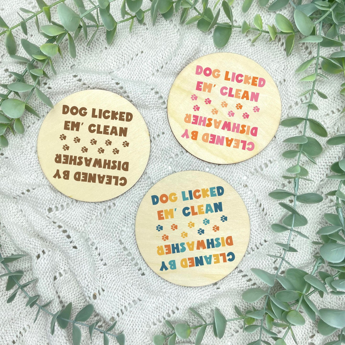 Dog licked it, dishwasher magnet, clean and dirty magnet, kitchen utensil