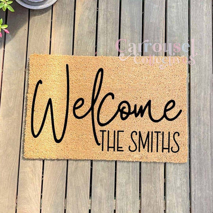 Welcome custom name doormat, custom doormat, personalised doormat