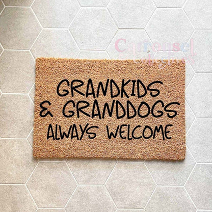 Grandkids and Granddogs always welcome doormat, custom doormat, personalised doormat, door mat