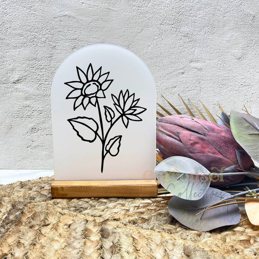 Flowers line art acrylic sign, acrylic decor sign, decorative decor