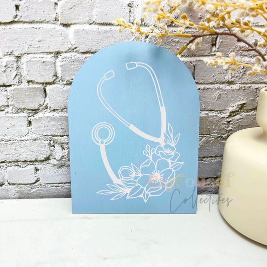 Floral stethoscope line art acrylic sign, acrylic decor sign, decorative decor